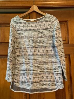 H&M Women’s Patterned Long-Sleeve Pullover Top - Cream & Gray